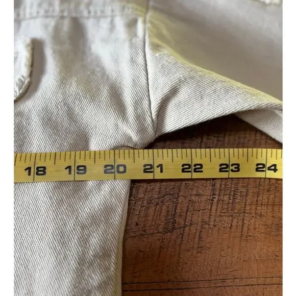 Womens POL Cream Light Beige‎ Fringe Raw Hem Cropped Denim Jacket Size M - Picture 7 of 13